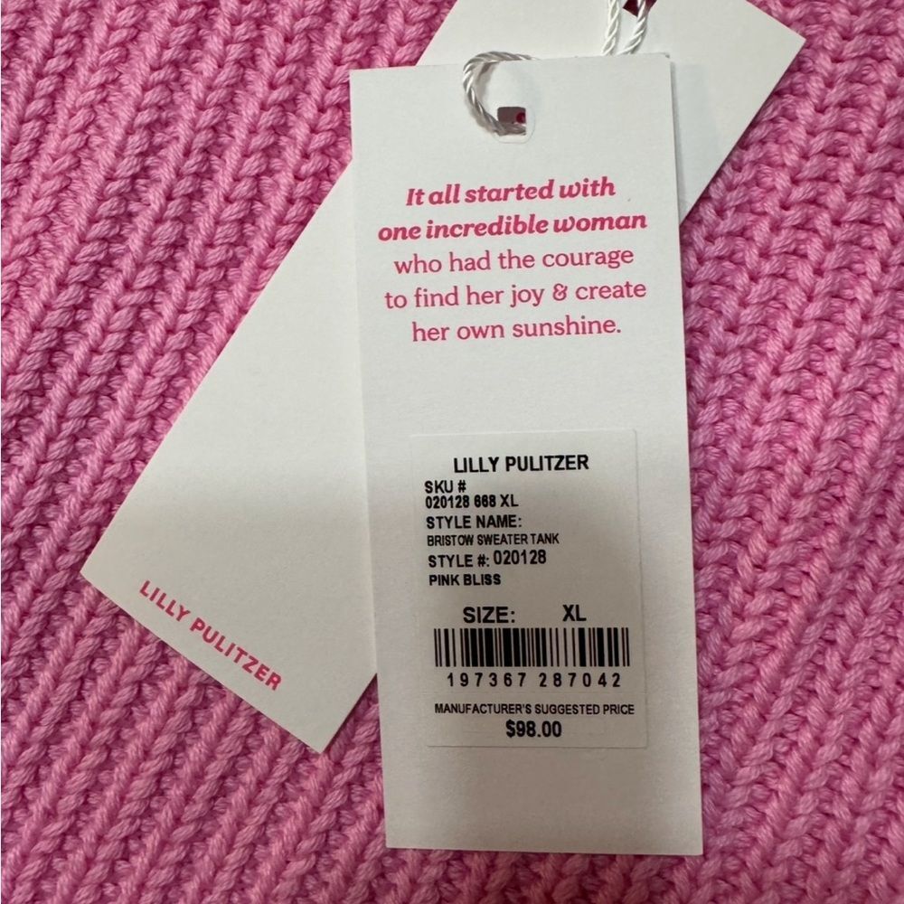 Lilly Pulitzer Bristow Ribbed Cardigan & Matching Tank Set In Pink Bliss NWT XL - Picture 16 of 16